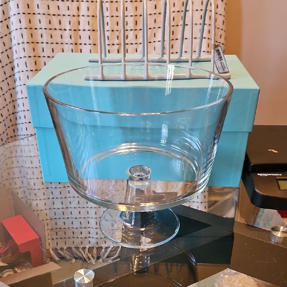 Large Clear Glass Pedestal Bowl - Picture 1 of 7